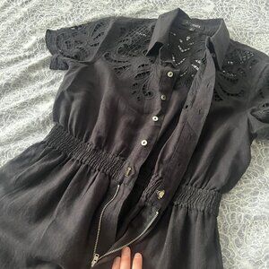 Intermix Black Lace Detail Short Romper Size 4